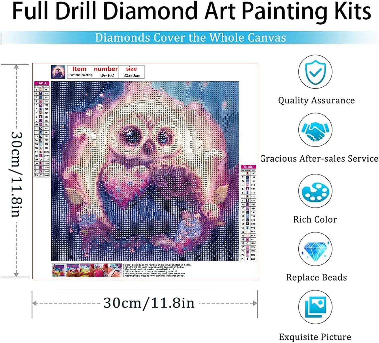 Diamond Painting Kits for Adults, Owl 5D Diamond Art Kits, Full Drill DIY Crafts for Adults Home Wall Decor Gift Diamond Dots[