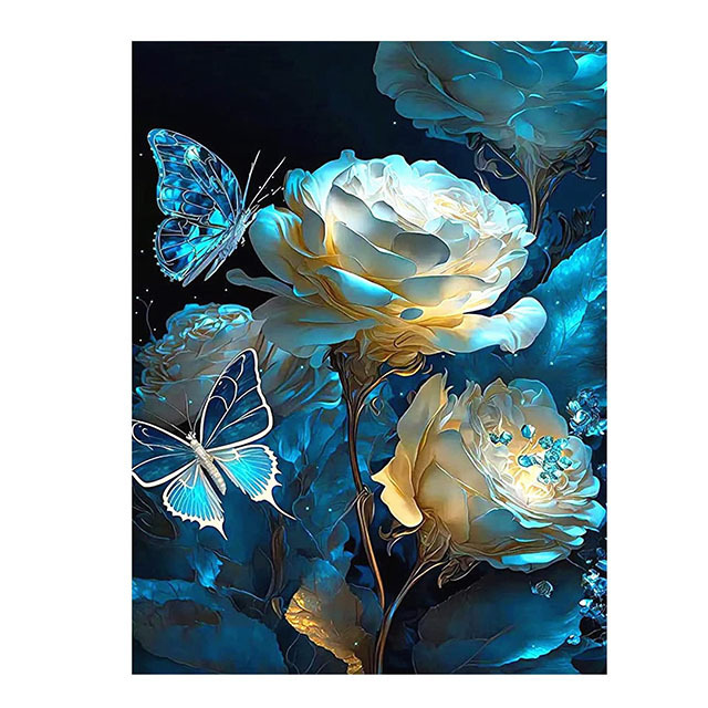 Diamond Art Painting Kit for Adults Beginner, DIY 5D Round Full Drill Flower Painting Kits Perfect for Gift & Home Wall Decor