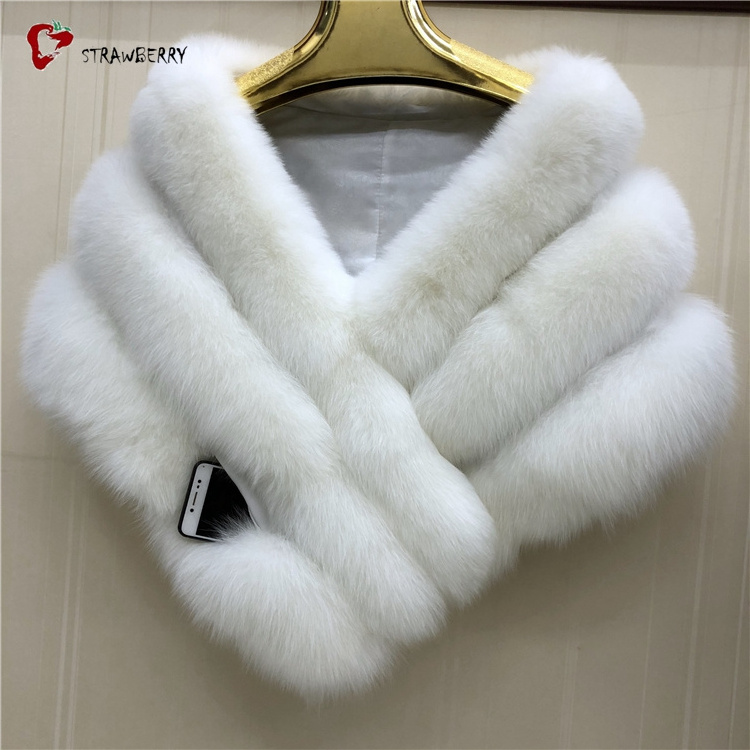 Women Cheap Wholesale New Fashion Black Fox Fur Shawl