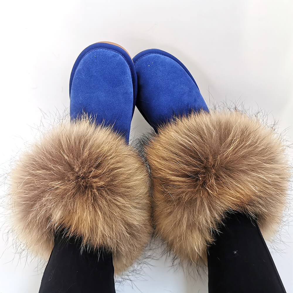 Genuine Leather Winter Shoes Real Raccoon Fur Trimming Snow Boots 2020 Men Woman Fall Winter Ankle Boots