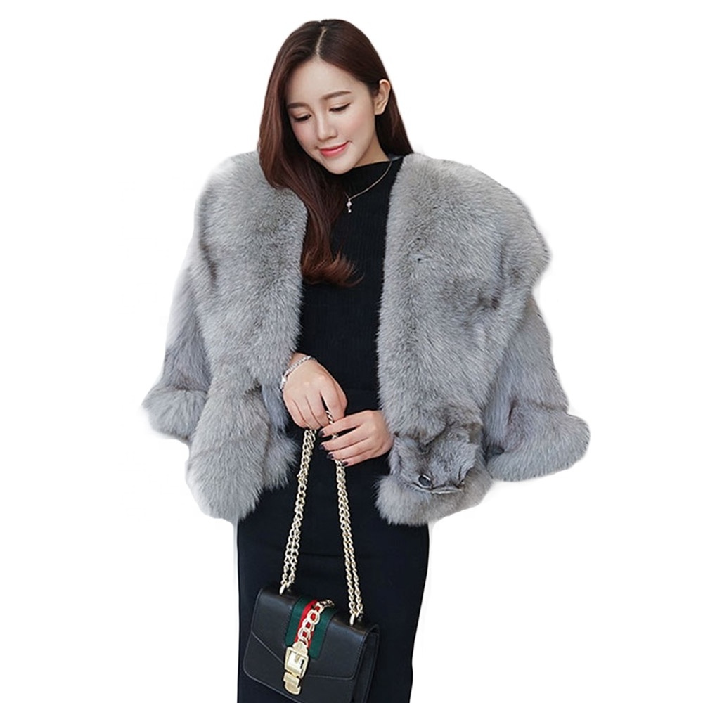 Best Selling High Quality Ladies Cape Genuine Fox Fur Shawl