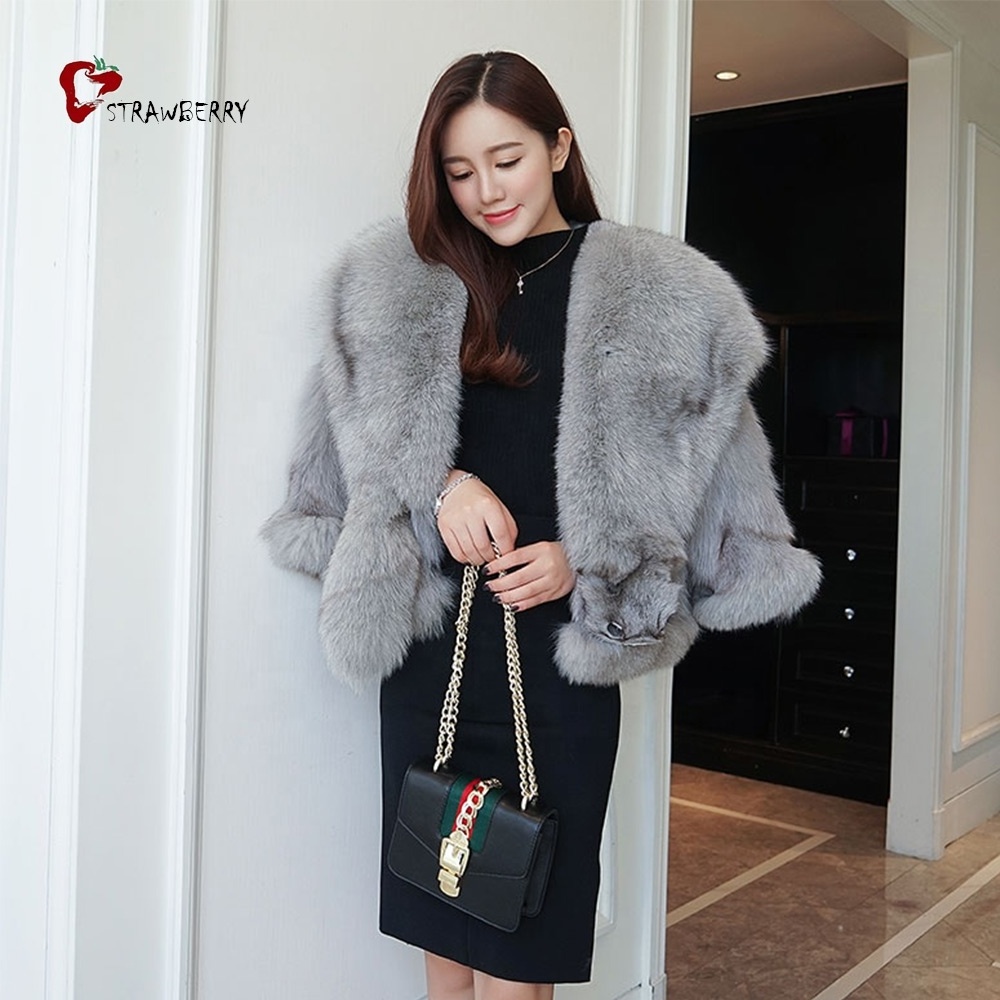 Best Selling High Quality Ladies Cape Genuine Fox Fur Shawl