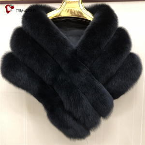 Women Cheap Wholesale New Fashion Black Fox Fur Shawl