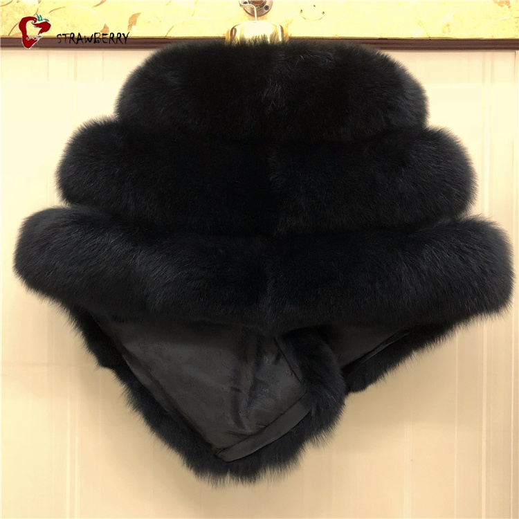 Women Cheap Wholesale New Fashion Black Fox Fur Shawl