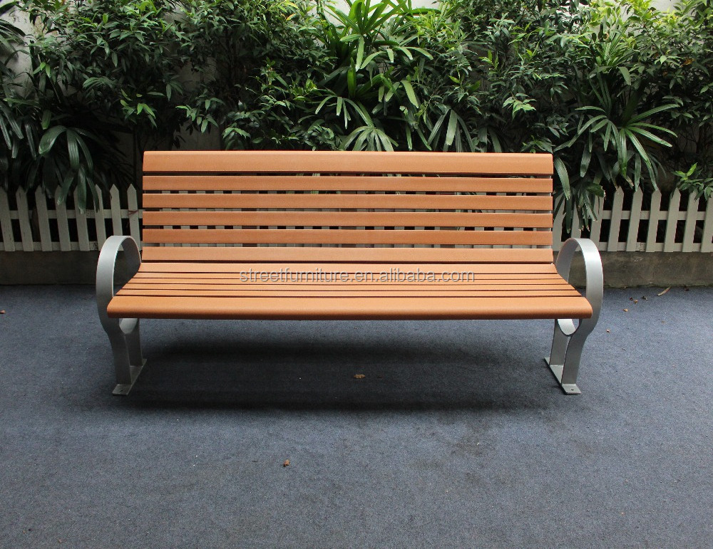 Steel and plastic wood outdoor garden benches park/shopping mall seating