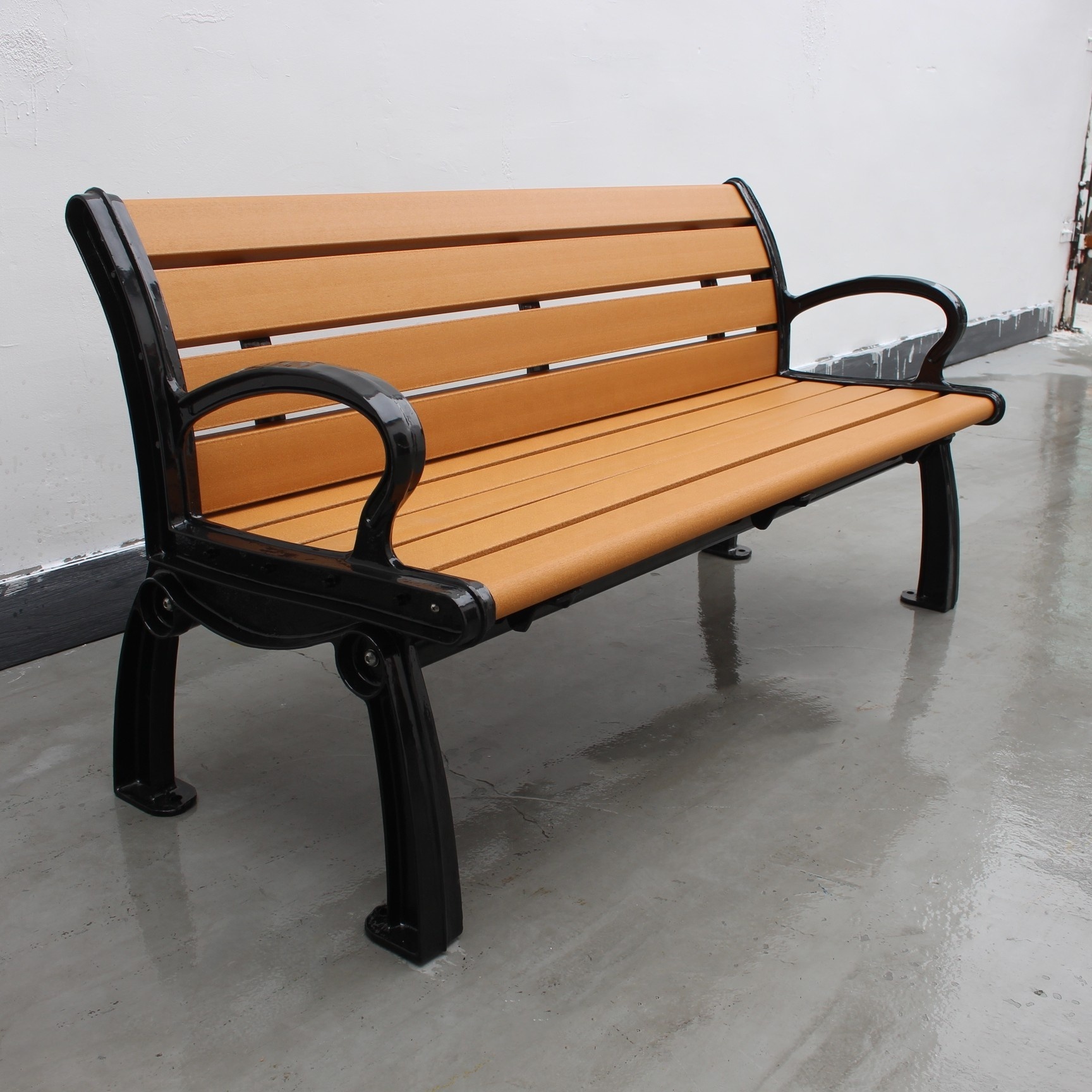 Gavin waterproof cast aluminum and recycled plastic composite slats park furniture outdoor bench seat