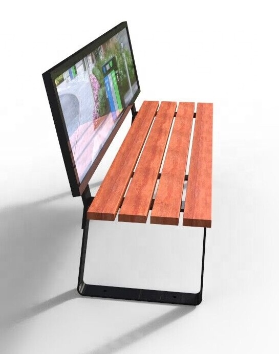 Out door wooden advertising bench outdoor park wpc wood ad bench seating outside garden waterproof bench chair