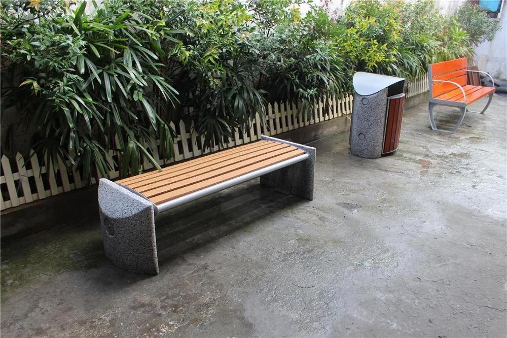 Guangzhou Gavin 2020 recycled plastic wood slats urban street furniture bench seating