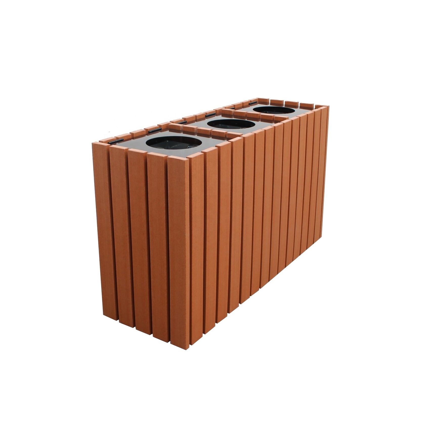 Outdoor Classified Large Garbage Bins Recycle Waste Bins Commercial Big Size Wooden Trash Triple dustbin Outside furniture China