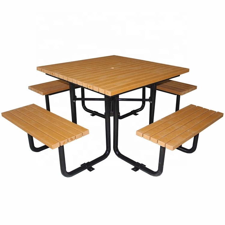 Recycled plastic wood outdoor table with umbrella hole