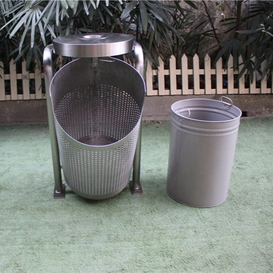 316 stainless steel outdoor metal commercial trash bin