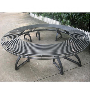 Backless metal cast iron round tree bench