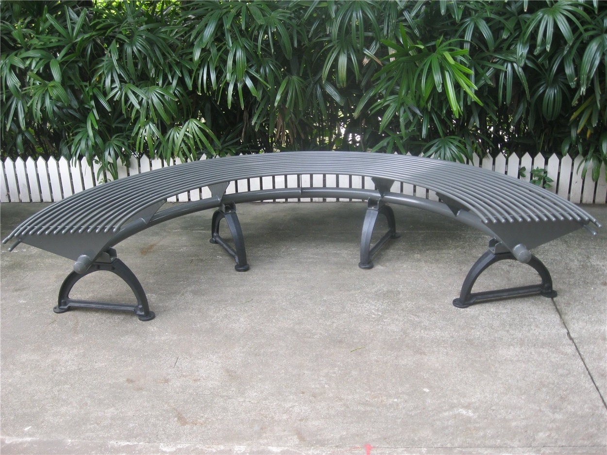 Backless metal cast iron round tree bench