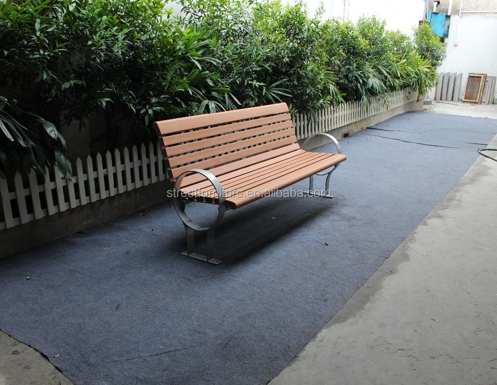 Steel and plastic wood outdoor garden benches park/shopping mall seating