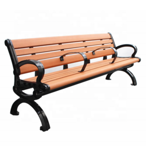 Commercial  outdoor cast aluminum with recycled plastic wood seat pan garden bench with backrest