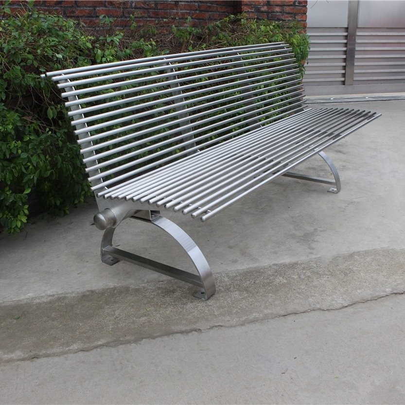 Commercial outdoor 304 grade stainless steel bench seat outdoor stainless steel benches