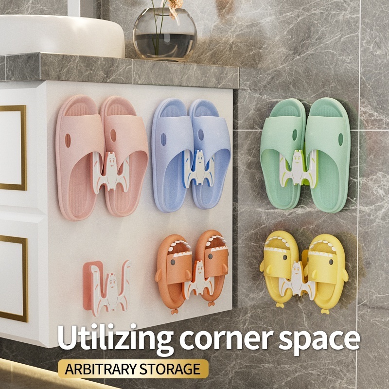 Modern Bathroom Slippers Storage Shoe Rack Kitchen Multifunctional High Quality Space Saving Plastic Wall Mounted Towel Shelf