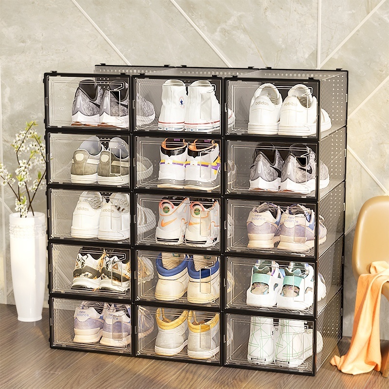 Modern Competitive Price Transparent Plastic Shoe Boxes Storage Cabinet Organizer Foldable Collapsible Clear Display Shoe Box