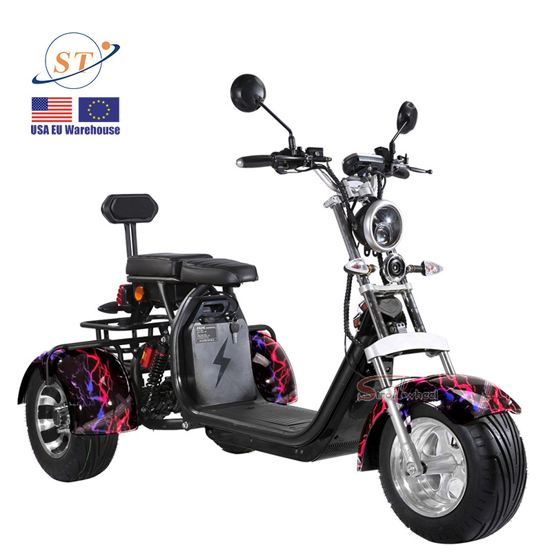 eu warehouse citycoco 2000w 3 wheel fat tire electric scooter electric motorcycle adult 60v 20ah battery chopper e scooter