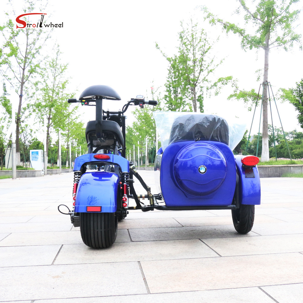 2000W electric citycoco 60v 20ah battery scooter tricycle with sidecar