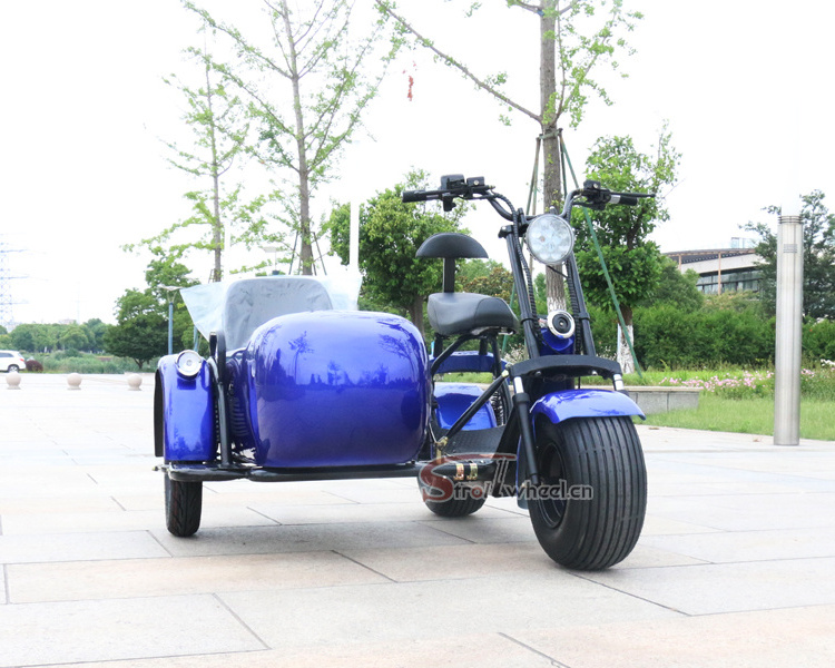 2000W electric citycoco 60v 20ah battery scooter tricycle with sidecar