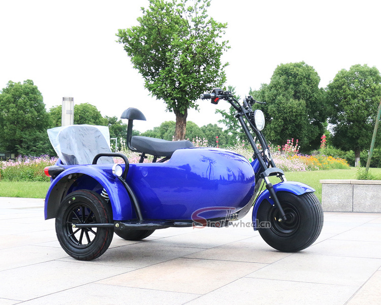 2000W electric citycoco 60v 20ah battery scooter tricycle with sidecar