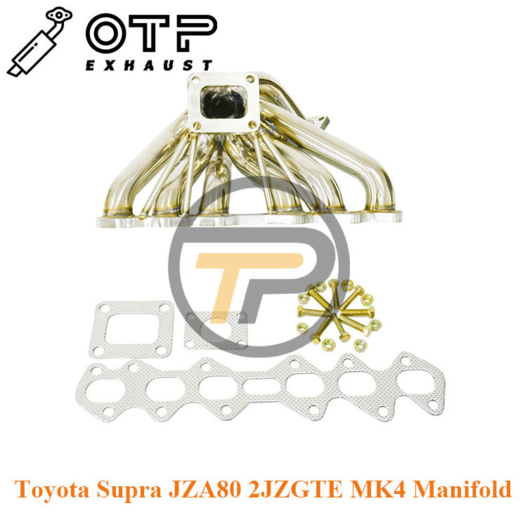 OTP Exhaust Pipe 2mm 93-98 Turbo T4 Manifold for 2JZ GTE Engine MK4 Toyot Supra JZA80/Lexus IS300/Aristo JZS147 V300 JZS16