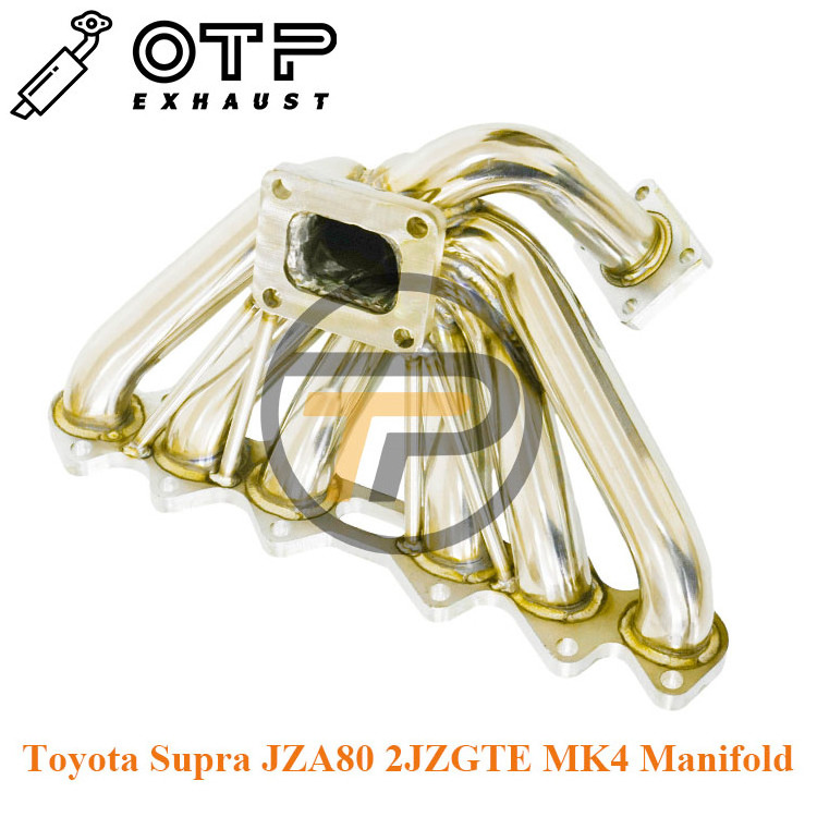 OTP Exhaust Pipe 2mm 93-98 Turbo T4 Manifold for 2JZ GTE Engine MK4 Toyot Supra JZA80/Lexus IS300/Aristo JZS147 V300 JZS16