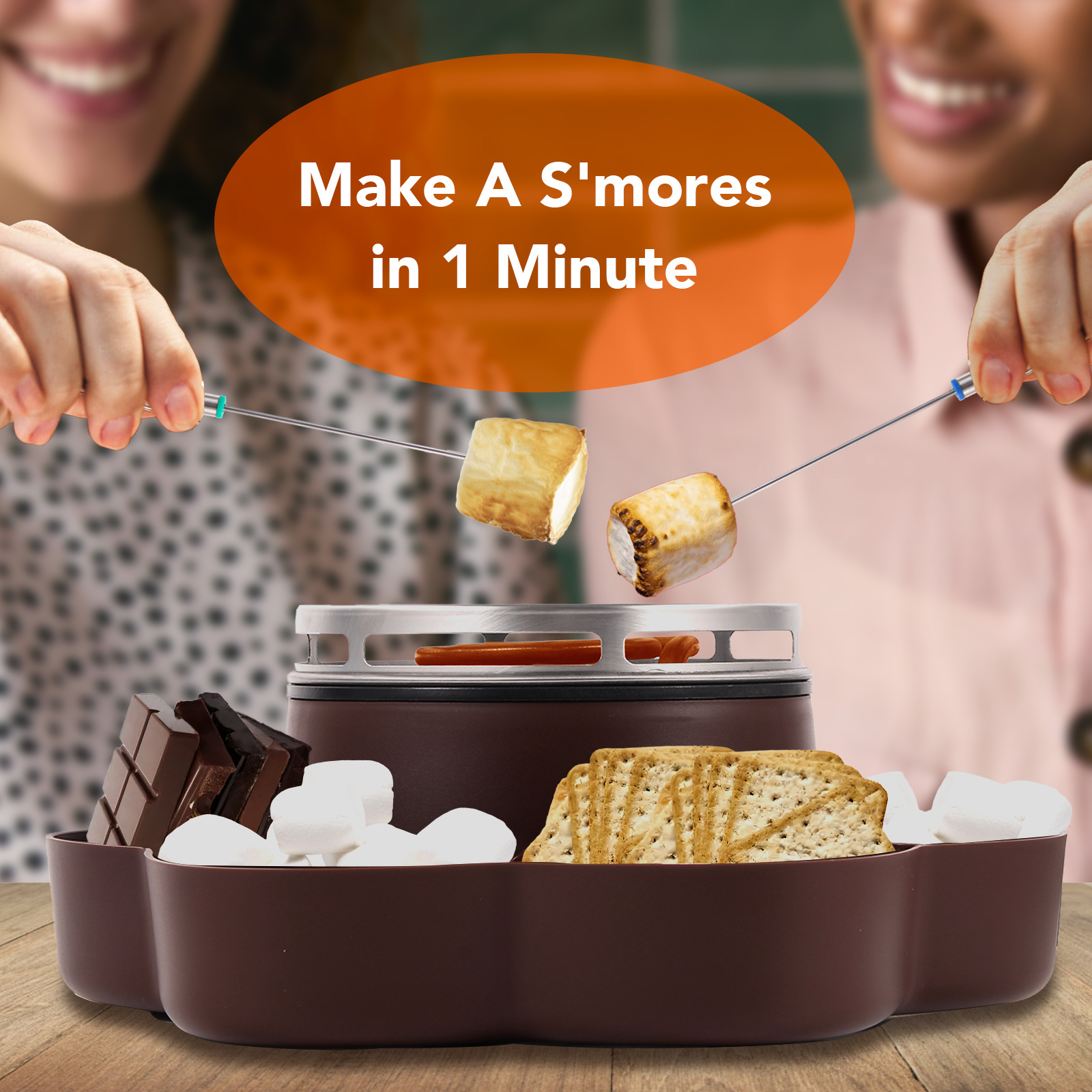 New product Home Use Chocolate 4 Compartment Trays Marshmallow Roaster Machine Indoor Electric Smores Maker