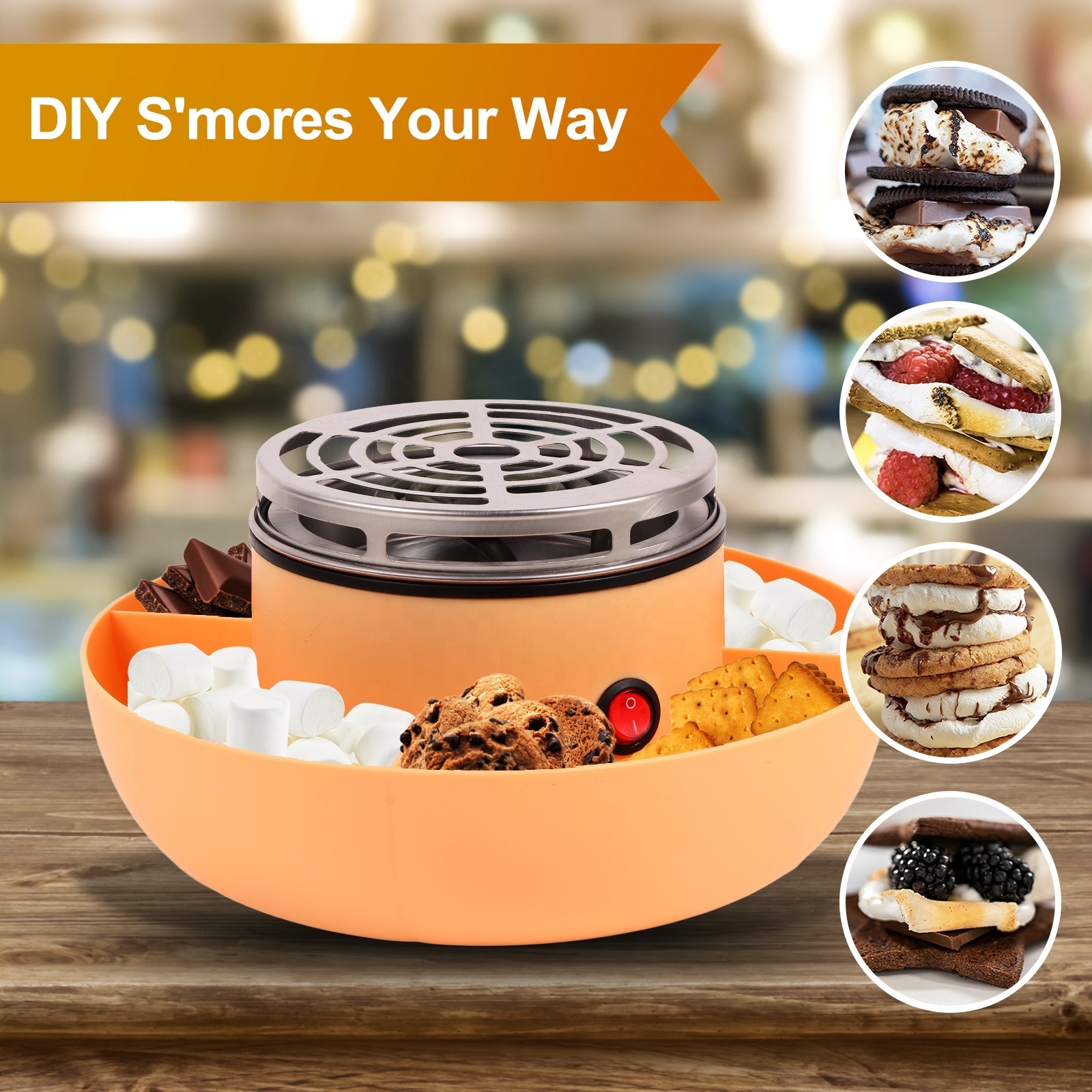 Stainless Steel Electric Smores Maker Tabletop Indoor Marshmallow Roaster Machine Housewarming Gifts for New House