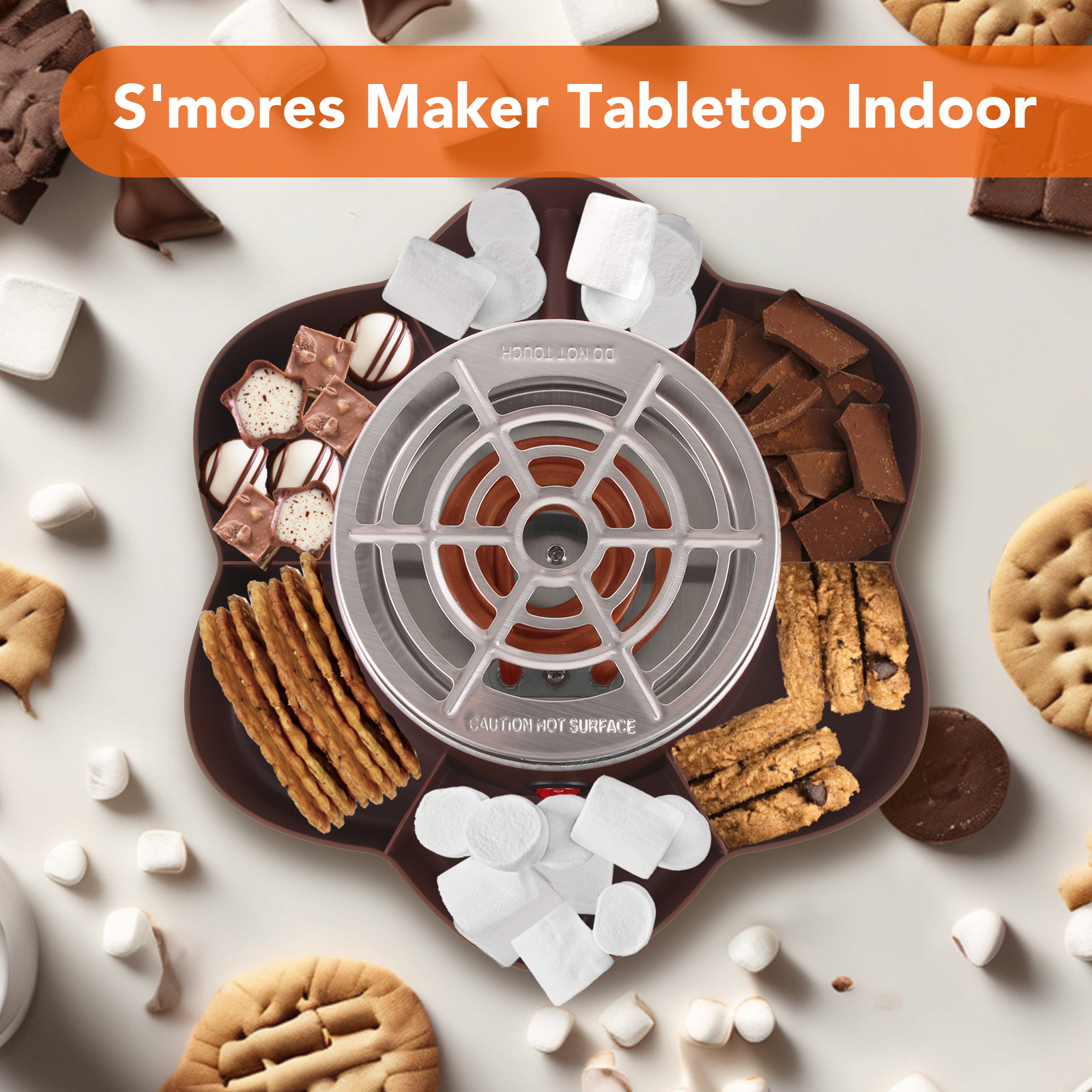 New product Home Use Chocolate 4 Compartment Trays Marshmallow Roaster Machine Indoor Electric Smores Maker