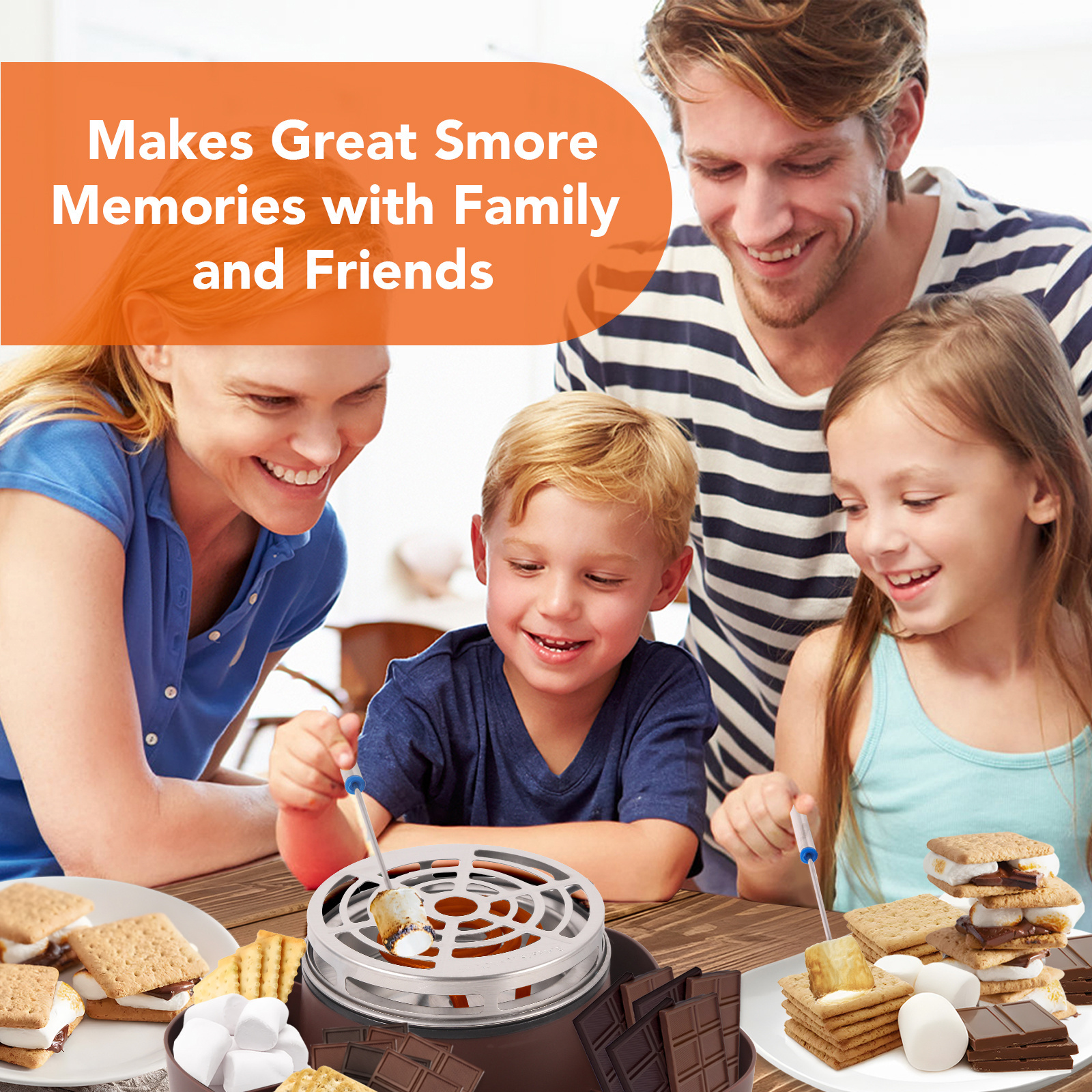 New product Home Use Chocolate 4 Compartment Trays Marshmallow Roaster Machine Indoor Electric Smores Maker