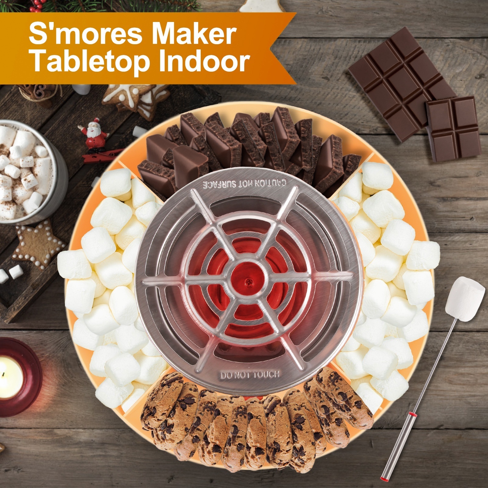 Stainless Steel Electric Smores Maker Tabletop Indoor Marshmallow Roaster Machine Housewarming Gifts for New House