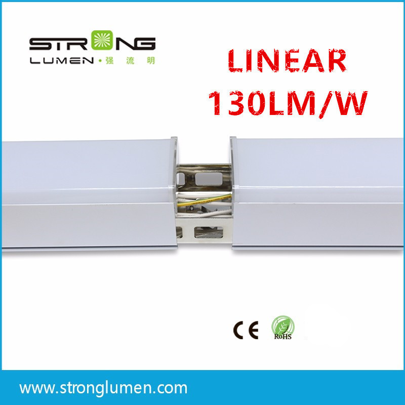 Super bright Suspending/Surface mounted 130lm/w led linear lighting fixture for supermarket warehouse linear light