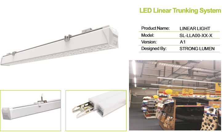 Super bright Suspending/Surface mounted 130lm/w led linear lighting fixture for supermarket warehouse linear light