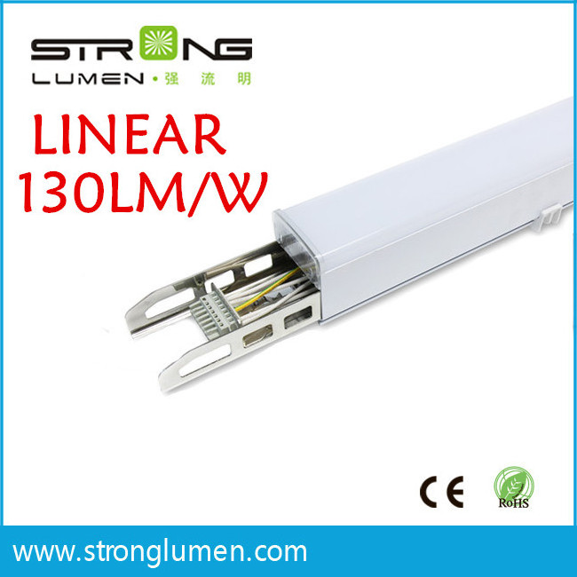 Super bright Suspending/Surface mounted 130lm/w led linear lighting fixture for supermarket warehouse linear light