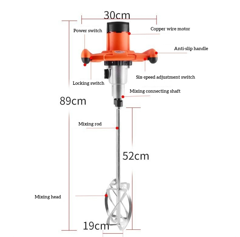 110V/220V Power Tools 6 Speeds Electric Steering Wheel Mixer New Stirring Handheld Paint Cement Mortar Food Mixing Machine