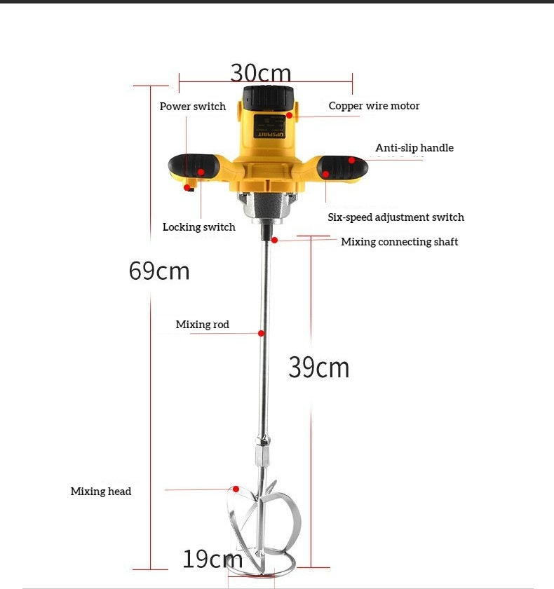 110V/220V Power Tools 6 Speeds Electric Steering Wheel Mixer New Stirring Handheld Paint Cement Mortar Food Mixing Machine