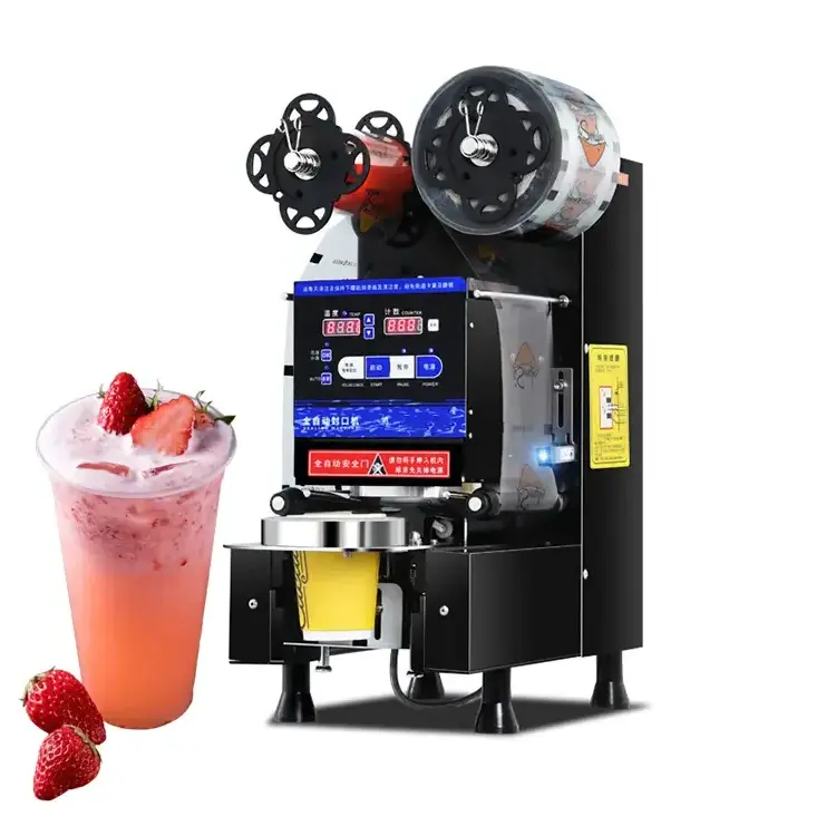 High Quality Cafe Dessert Store Cup Bubble Tea Fully Automatic Cup Sealing Machine/tabletop Sealers/plastic Cup Sealer