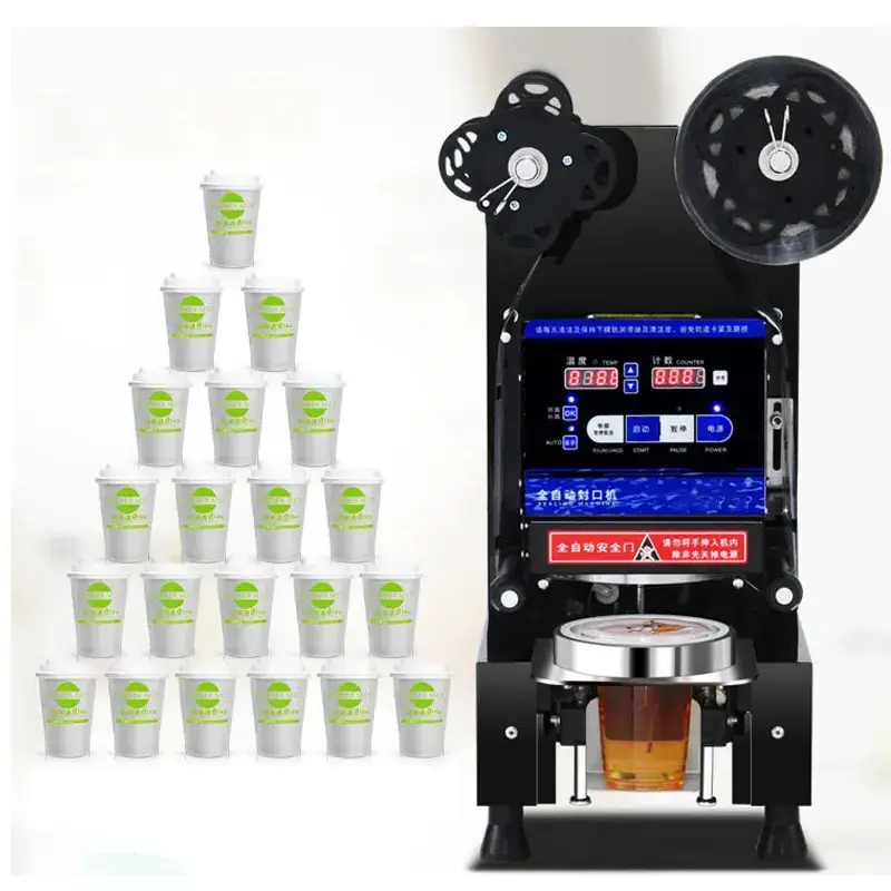 High Quality Cafe Dessert Store Cup Bubble Tea Fully Automatic Cup Sealing Machine/tabletop Sealers/plastic Cup Sealer