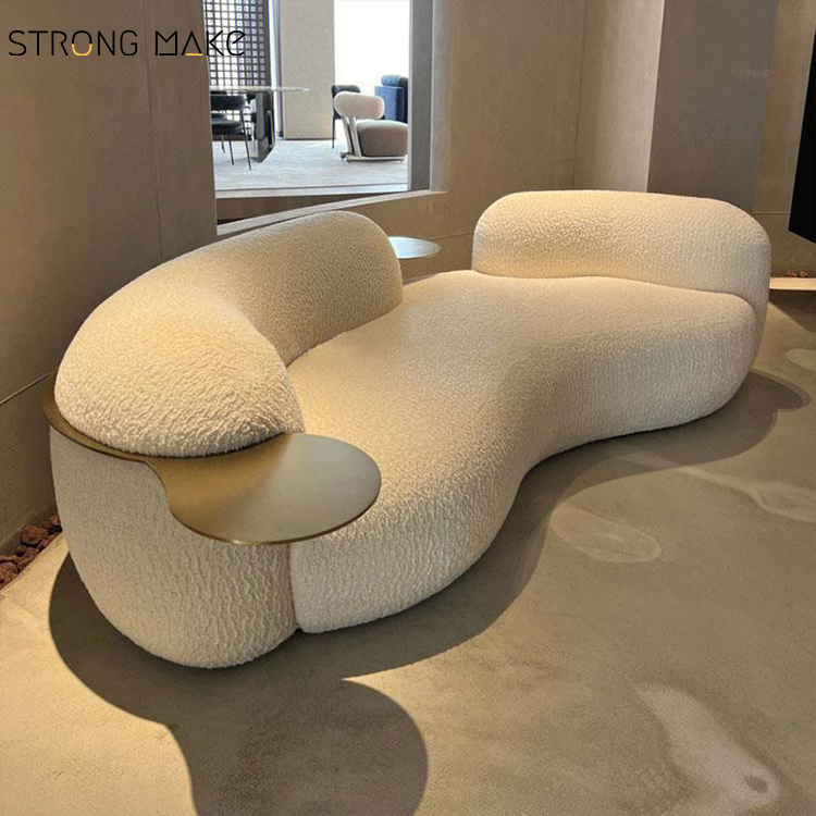 Italian Style Luxury Modern Home Furniture Canape De Salon Upholstery Tray Sofa Couch Curved Boucle Sofa For Living Room