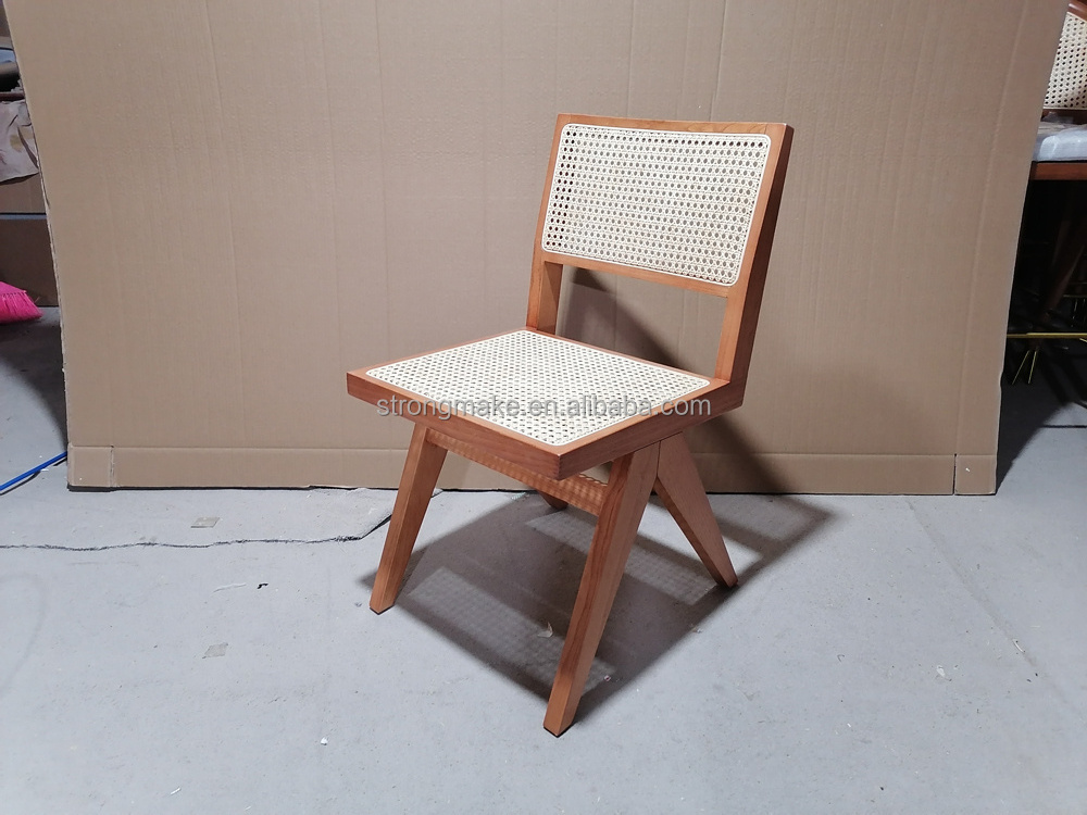 Manufacturer Nordic Designer Minimalist Cafe Boho Dinning Modern Rattan Restaurant Wooden Dining Chair