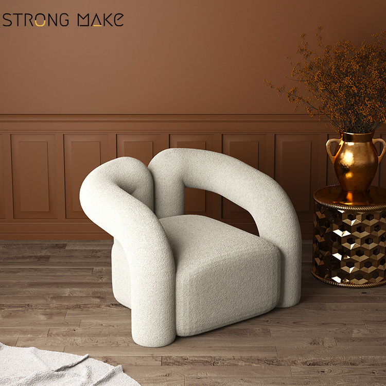 Relax Stoelen Modern Vintage Luxury Style Fauteuil De Salon Living Room Lounge Luxury Upholstery White Boucle Arm Chair For Home