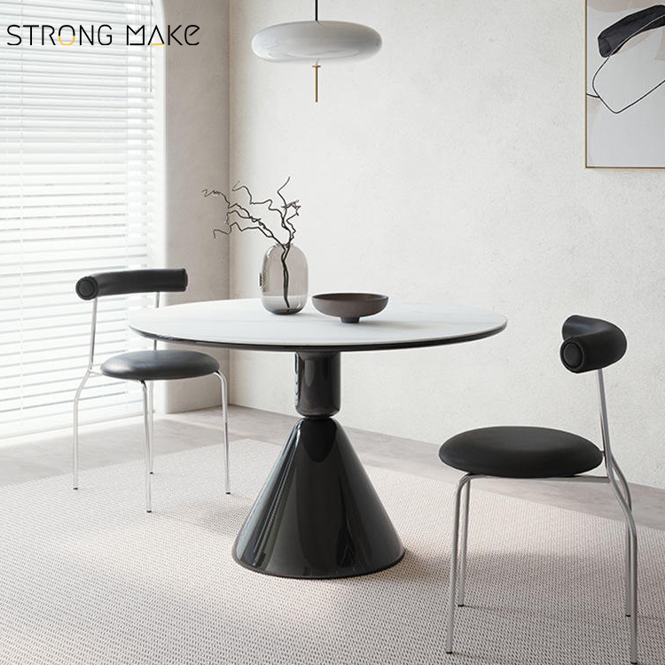 Nordic Luxury Furniture Dinning Room 4 6 Seater Fiberglass Table And Chair Set Sintered Stone Round Dining Table Set