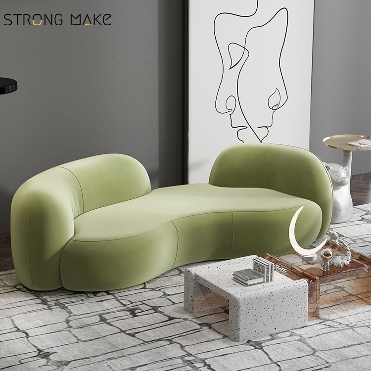 Italian Style Luxury Modern Home Furniture Canape De Salon Upholstery Tray Sofa Couch Curved Boucle Sofa For Living Room