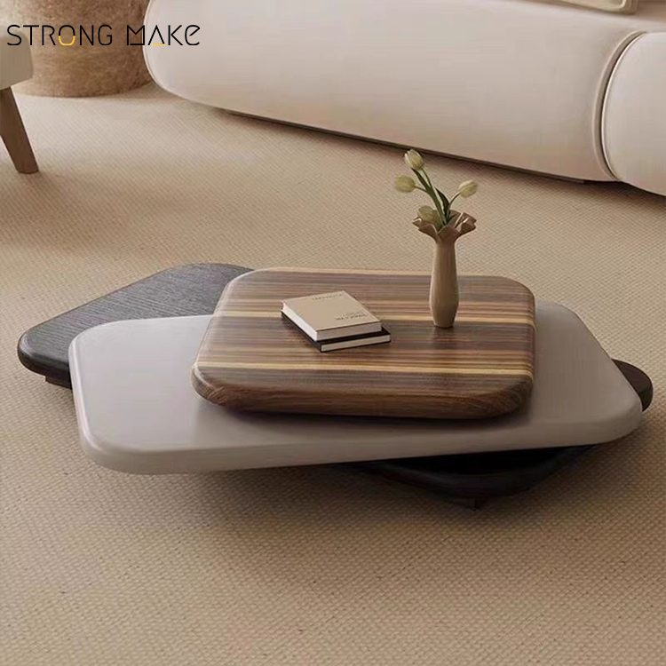 Modern Custom Rectangular Solid Wood Home Decoration Center Oak Home Furniture Rotating Coffee Table For Living Room