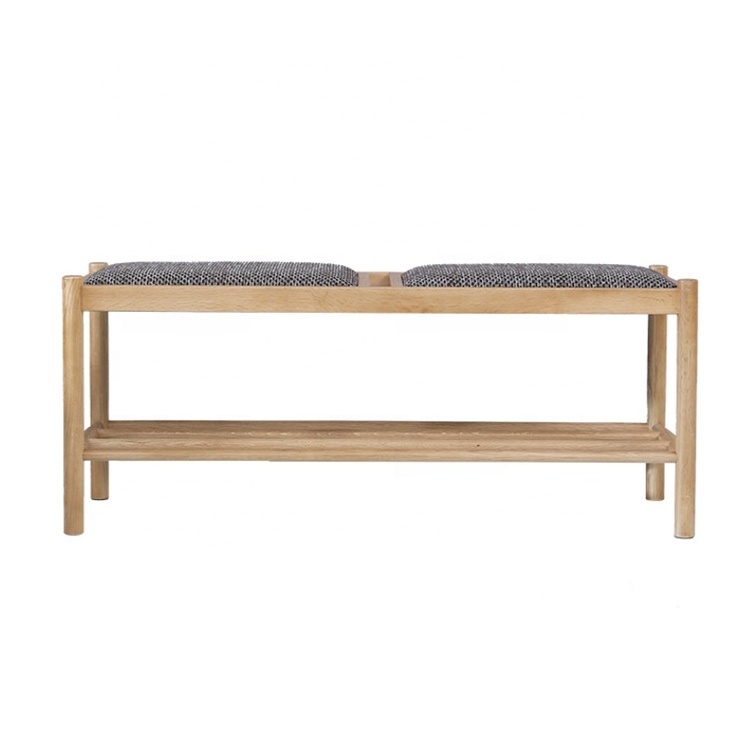 New Design Indoor Modern Oak Solid Ash Wood Storage Footstool Rattan Woven Bench With Shoe Cabinet