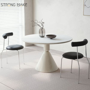 Nordic Luxury Furniture Dinning Room 4 6 Seater Fiberglass Table And Chair Set Sintered Stone Round Dining Table Set