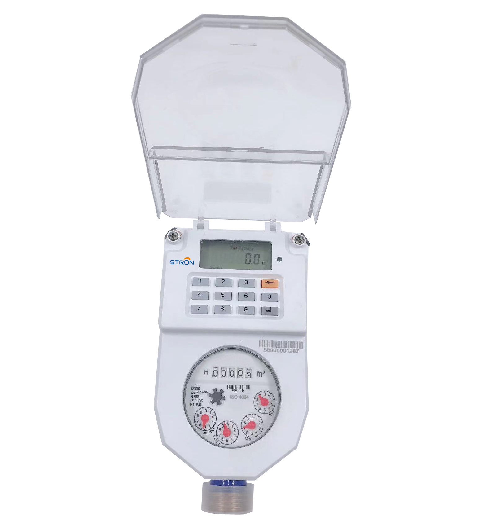 R160 Prepaid Keypad IP68 Waterproof STS Standard Multi-jet Water Meter With No-return Valve