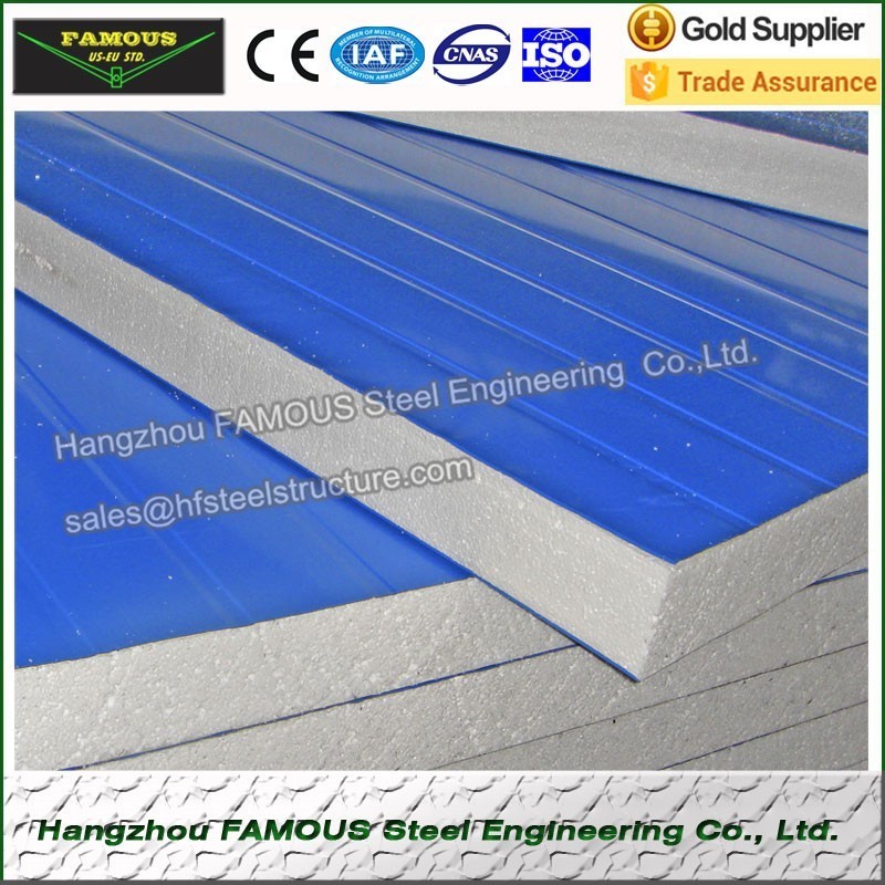 Polyurethane PU insulated Sandwich Panel and Polystyrene EPS Panel Laminated Sandwich